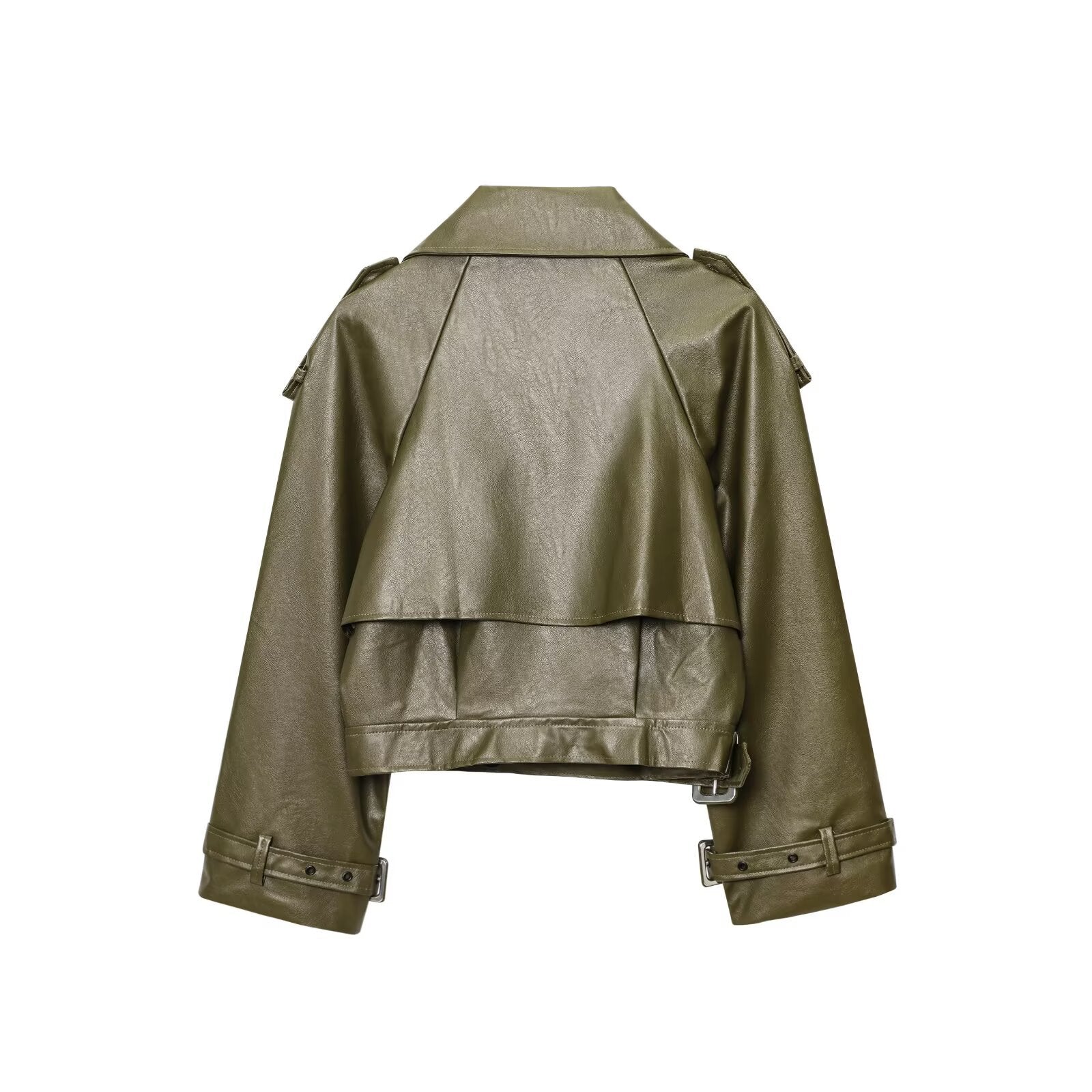 Kurze Motorradjacke aus PU-Leder mit langen Ärmeln