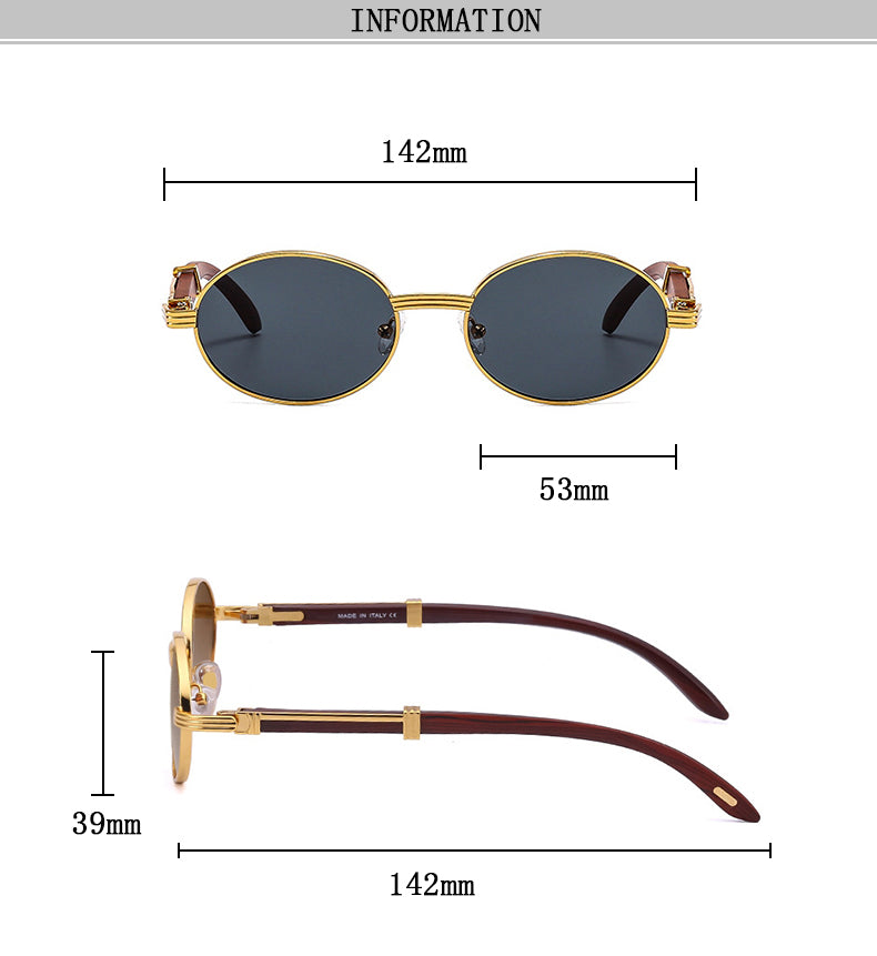 Vintage-inspirierte Rundsonnenbrille mit Holzarmen