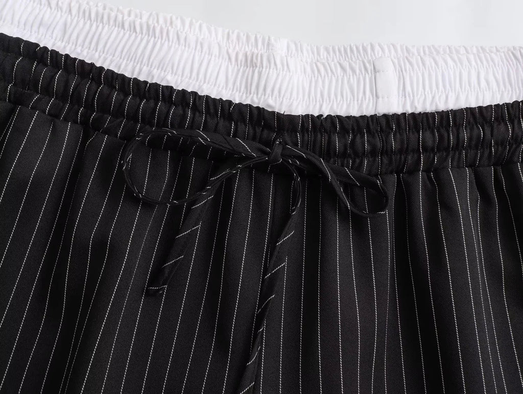 Malia - Weite Hose mit Streifen und Patchwork