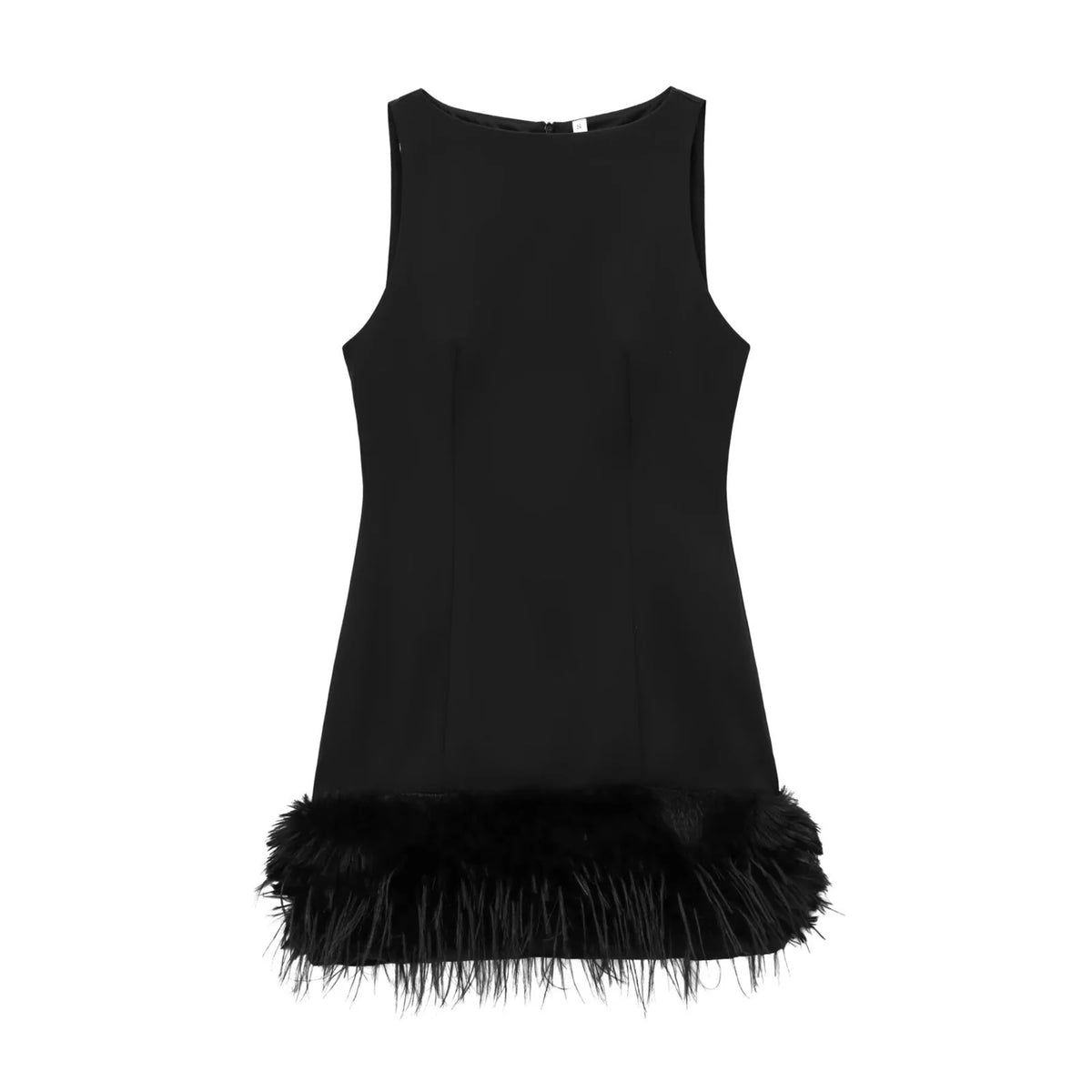 Polly - Kurzes Kleid mit schwarzen Federn