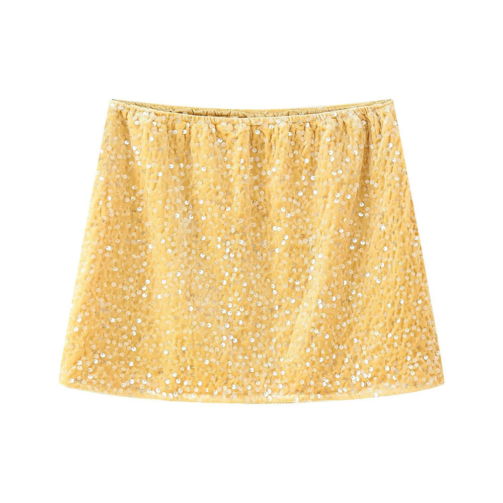 Glamouröses Pailletten-Top & Bestickter Rock Set