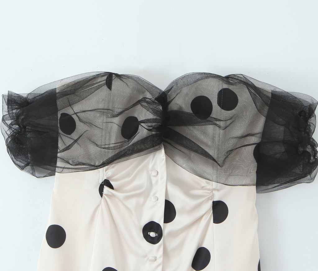 Romantisches Polka-Dot Mesh-Minikleid