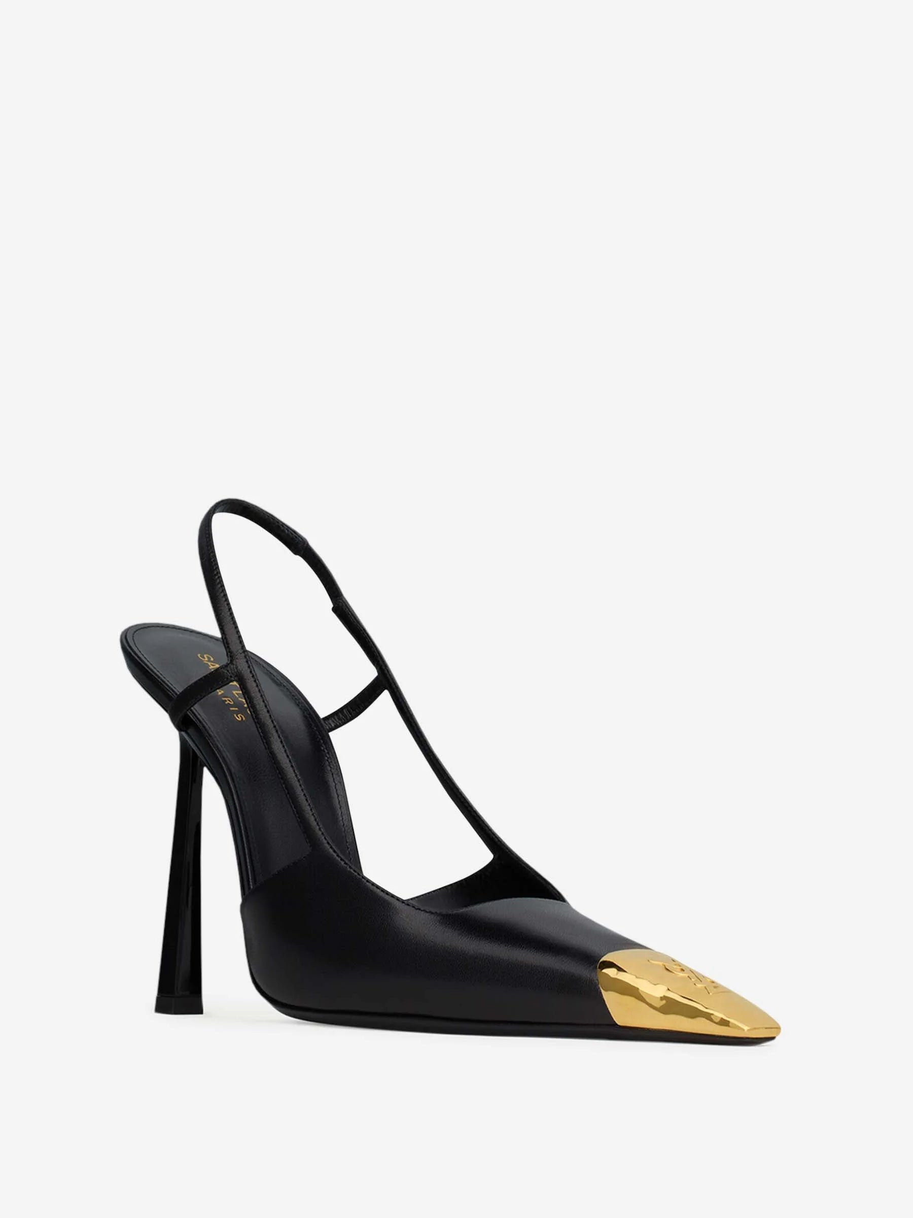 Chloe - Schwarze Slingback-Pumps mit goldenem Zeh